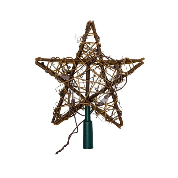 Kurt Adler Natural Rattan Star Tree Topper 10 Light - Picture 1 of 2